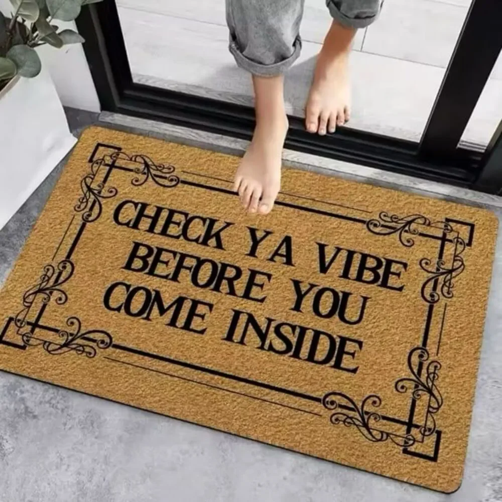 abigail&bleu “Check Ya Vibe Before You Come Inside” Printed Entrance Mat Rug